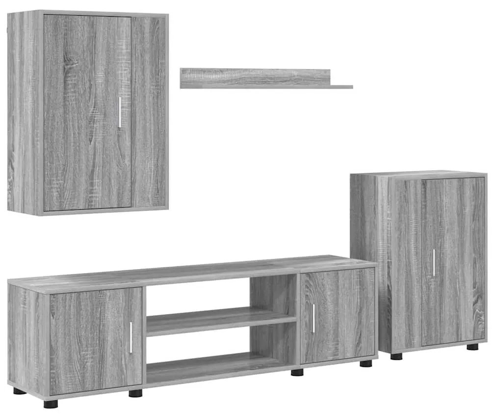 4 részes TV szekrény szett 4 pcs Szürke sonoma Faanyag