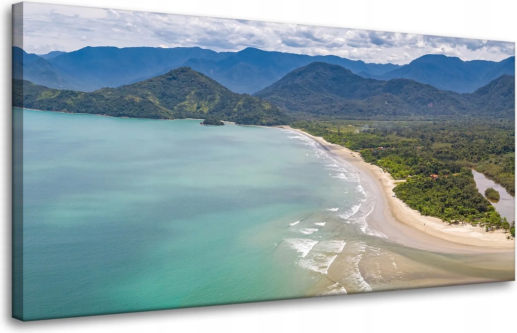 Vászonkép Vízpart Hullámok Hegyek Természet 80x40 cm Ajándéknak is tökéletes