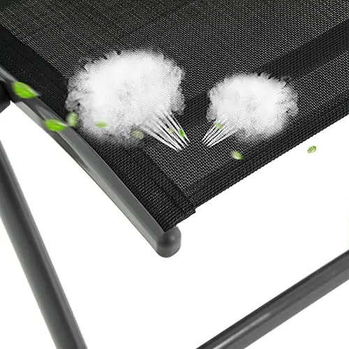 4 darabos összecsukható kerti székkészlet, 8-szögben dönthető háttámlával, max. székenként 150 kg teherbírás, fekete