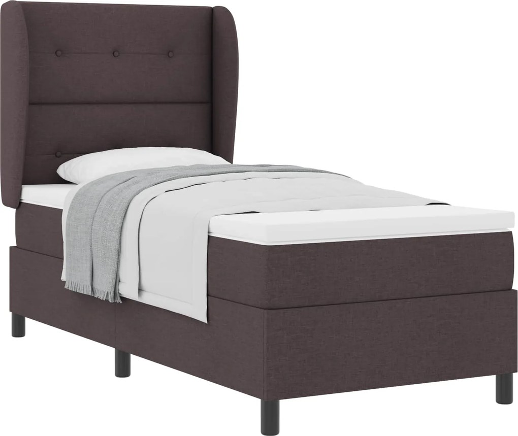 vidaXL Boxrugós ágy matracmal sötétbarna 80 x 200 cm szövet