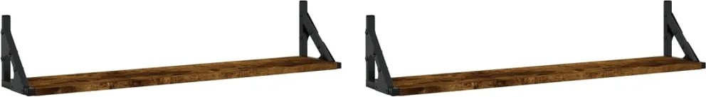vidaXL 2 db füstös tölgy színű szerelt fa fali polc 80 x 15 x 15,5 cm