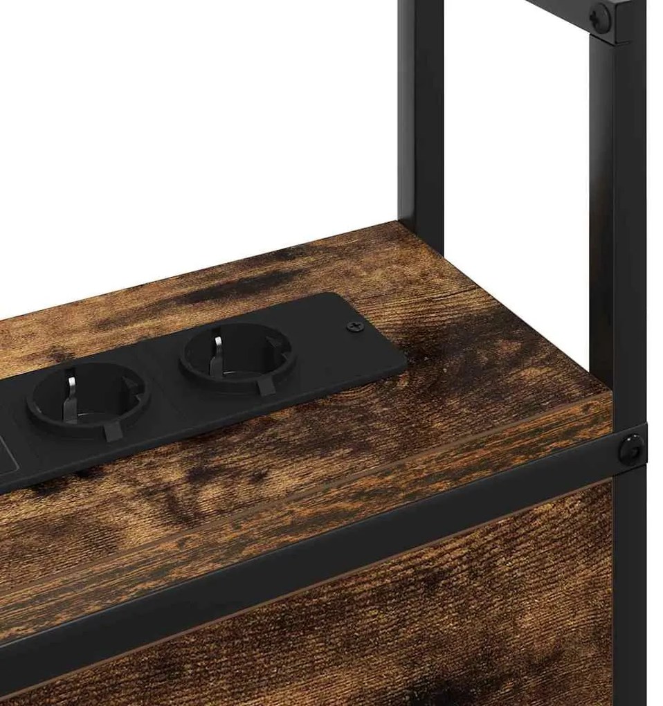 Tárolós Fejtámla Töltő Állomással Füstölt tölgy 135 cm Faanyag