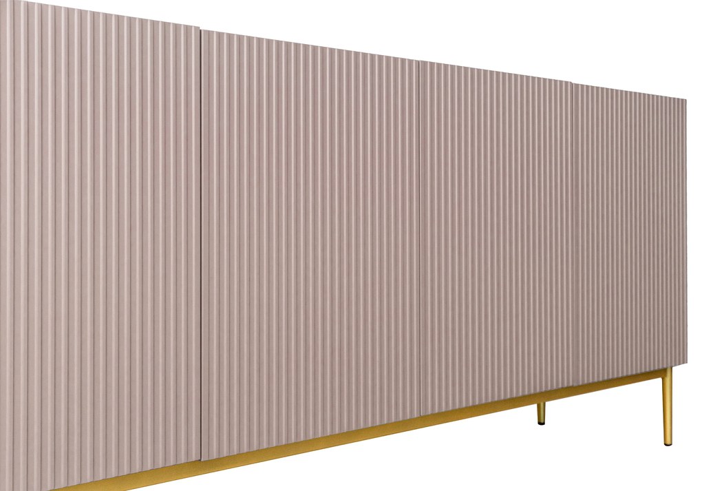 Nicole 200 cm komód - antik rózsaszín MDF / arany lábak