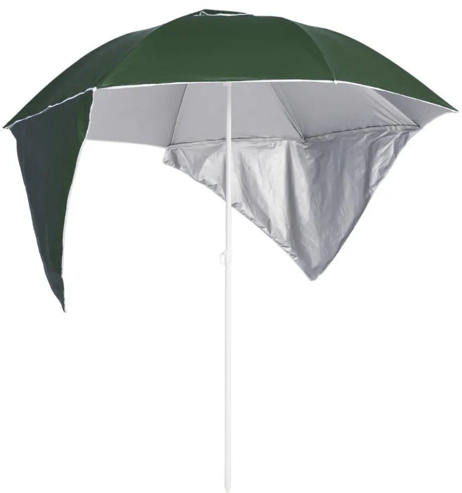 zöld strandnapernyő oldalfalakkal 215 cm