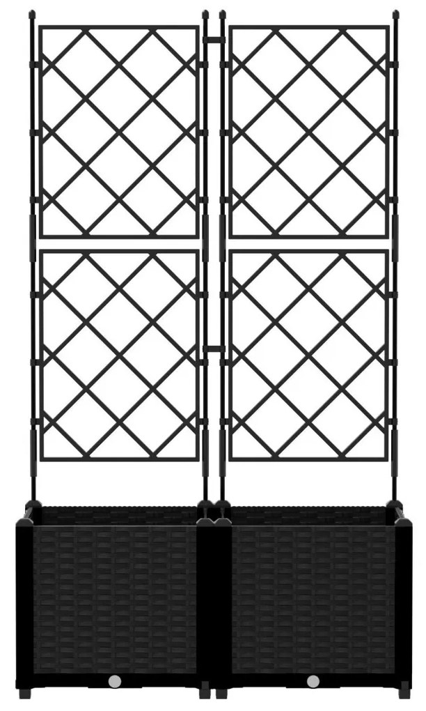 Kertész cserép rácsos változattal 2 pcs Fekete 80 x 40 x 143 cm