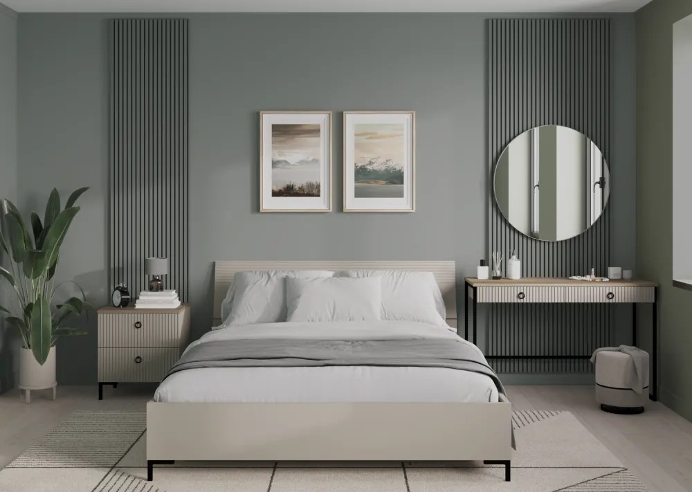 Franciaágy, 160x200, szürkésbarna Taupe, DOMCA