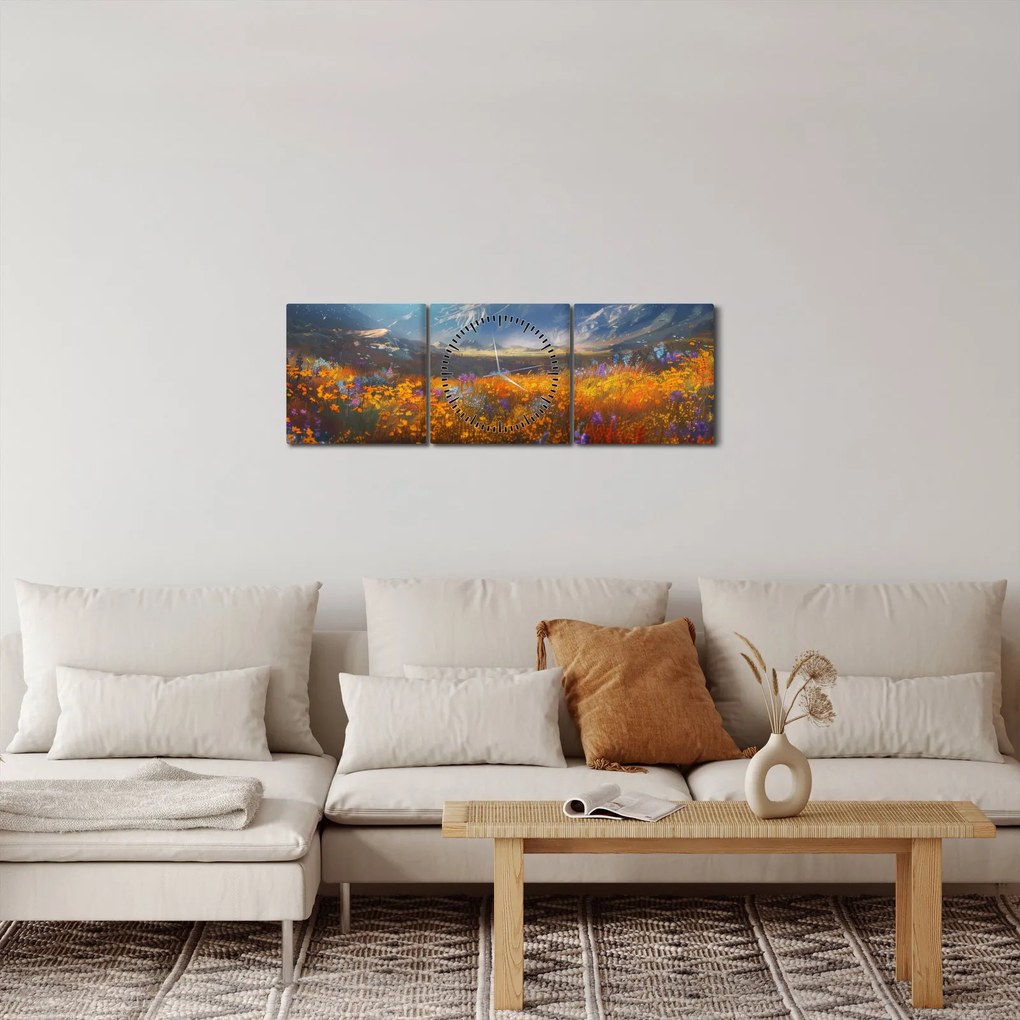 Kép - Festett hegyi táj II. (órával) (90x30 cm)