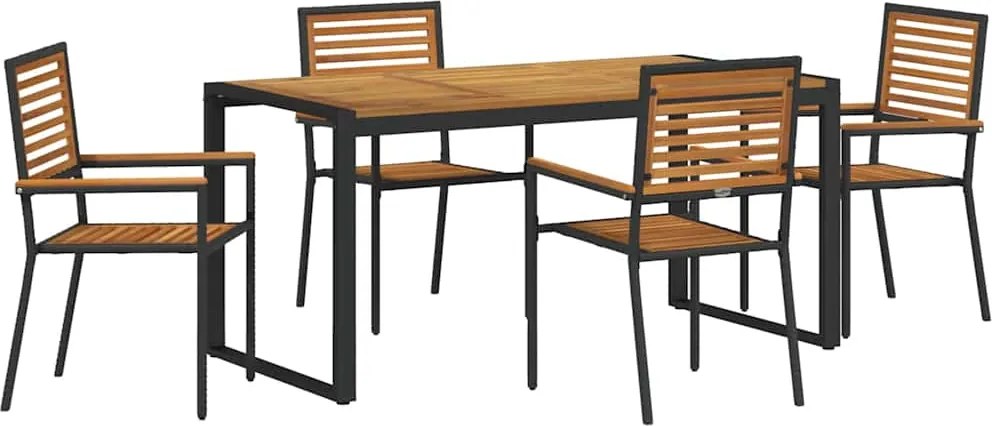 vidaXL Kert étkező szett 5 pcs Fekete és Barna polirattan