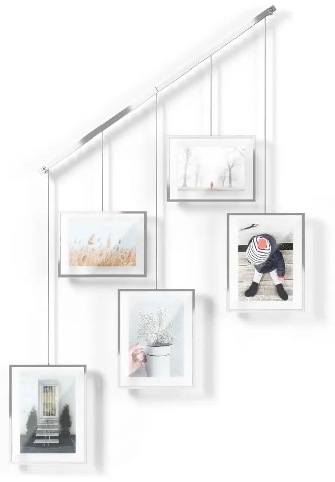 Ezüstszínű fém fali képkeret szett 5 db-os 70x80 cm Exhibit – Umbra