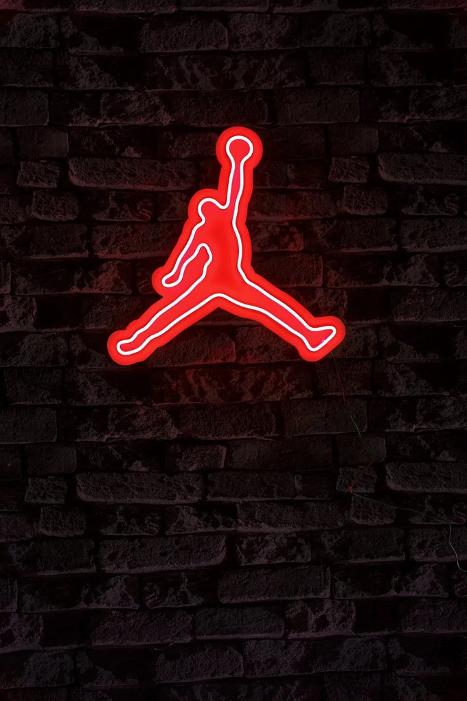 Műanyag LED-es fali dekoráció, Basketball - Red