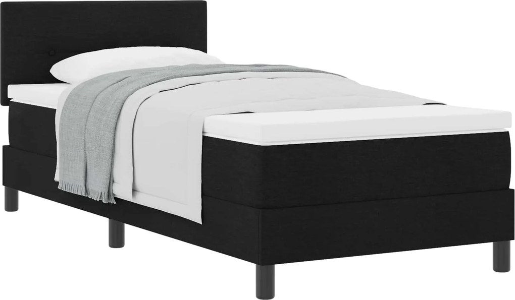 vidaXL Boxrugós ágy matracmal fejtámlával Fekete 80 x 200 cm szövet