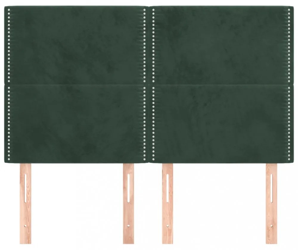 4 db sötétzöld bársony fejtámla 72 x 5 x 78/88 cm