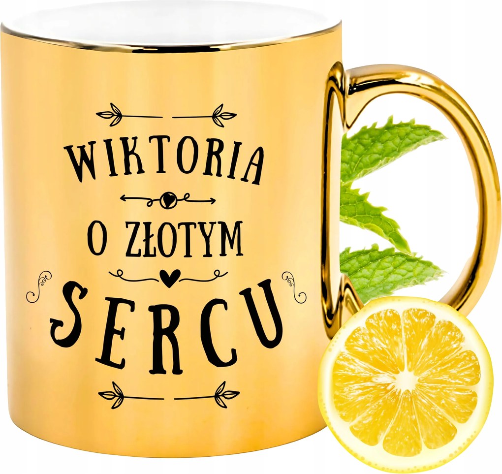 Prémium Arany Csillogó Bögre Viktória Ajándék Nyomtatott Fotóval