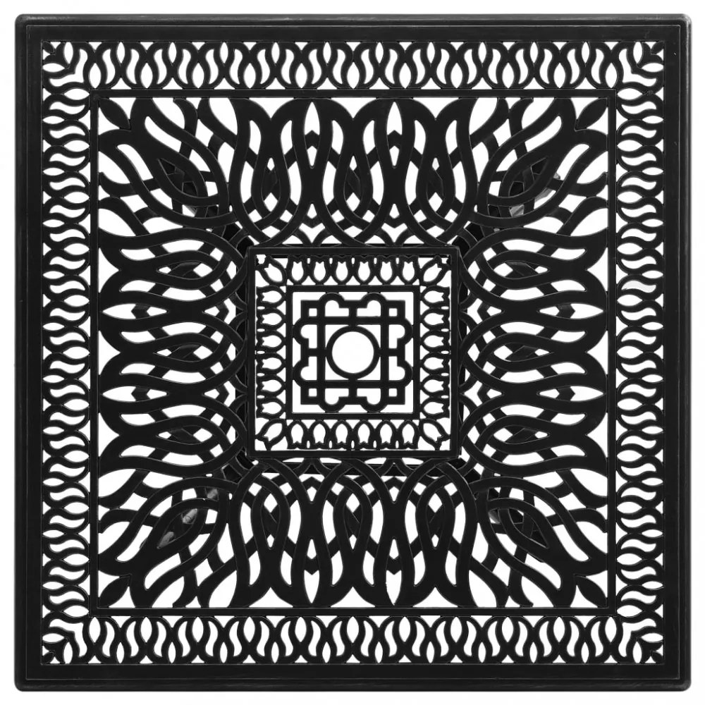 fekete öntött alumínium kerti asztal 90 x 90 x 73 cm