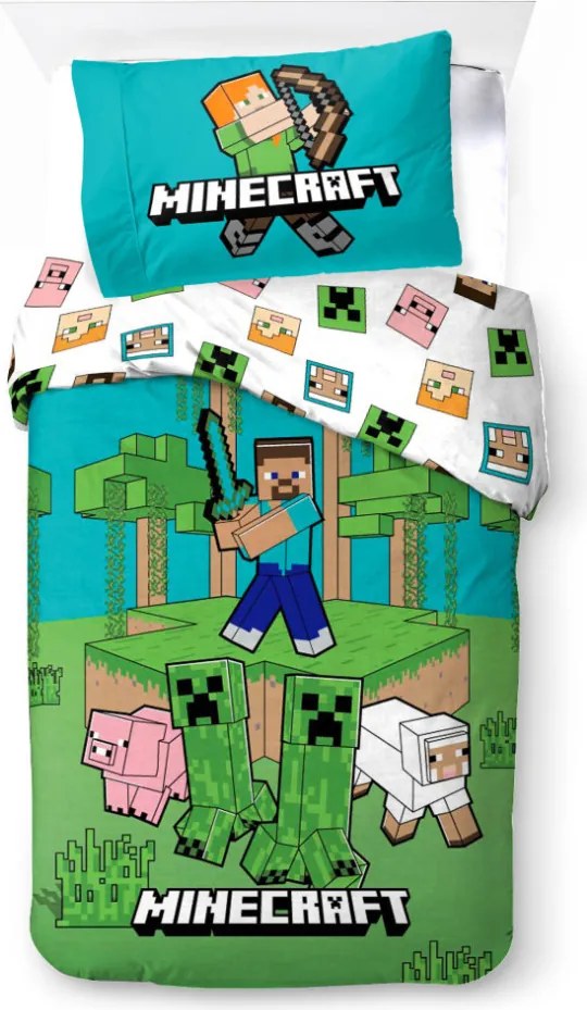 Minecraft Jungle Explore ágyneműhuzat 140×200cm, 70×90 cm