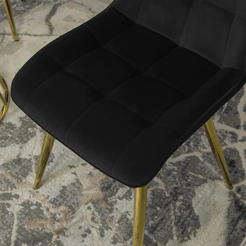 Elegáns Fekete Étkezőszék Arany Lábbal. CARO