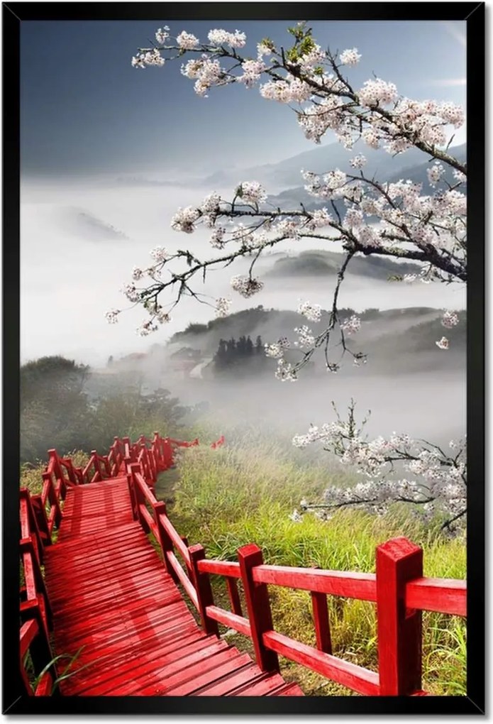 Poszterek keretben 40x60 Vörös híd Japánban