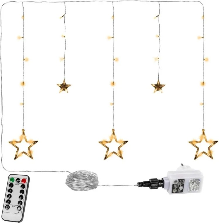 VOLTRONIC® Fényfüggöny 5 csillag 61 LED meleg fehér/vezérlő