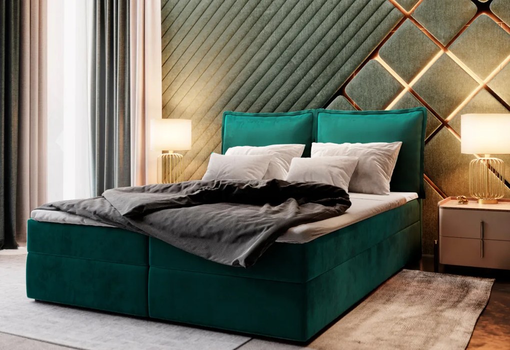 LINTO boxspring kárpitozott ágy, 180x200, monolith 02