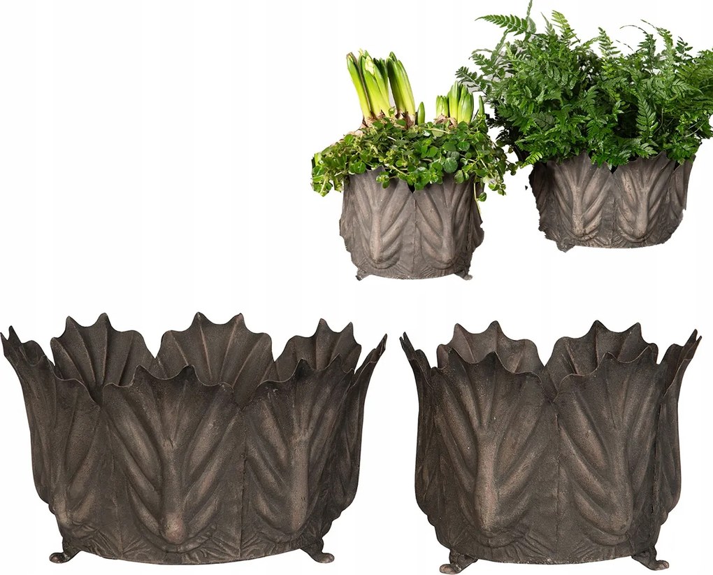 Virágtartó Fedő Virág nagy fém szürke stílusos loft virágtartó 2 db