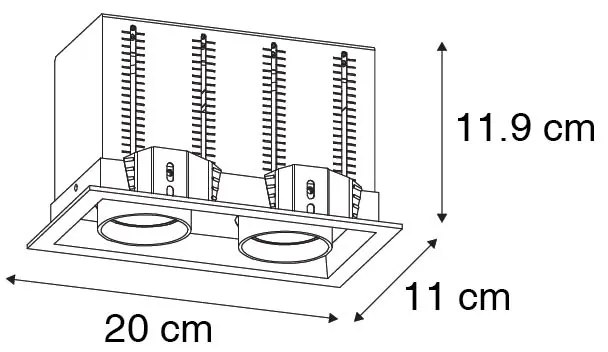 Modern beépíthető spotlámpa fekete állítható 2-lámpás - Roof