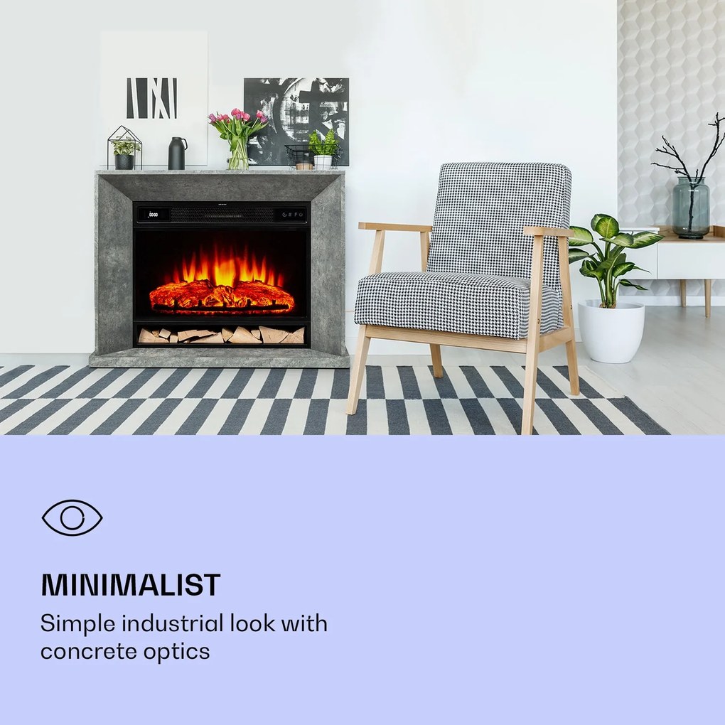 Klarstein Crater Lake, elektromos kandalló, 1900 W, LED technológia, távvezérlés