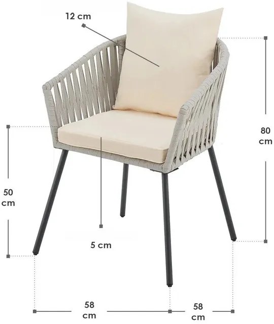 Juskys Fém fotelok 2 db - krém/szürke