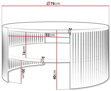 Dohányzóasztal Zentono (fekete + arany craft tölgy) . 1103777