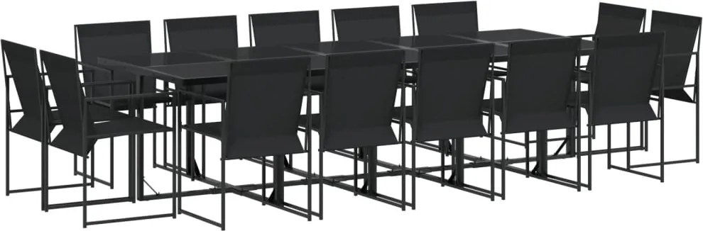 vidaXL 15 részes fekete textilén kerti étkezőgarnitúra