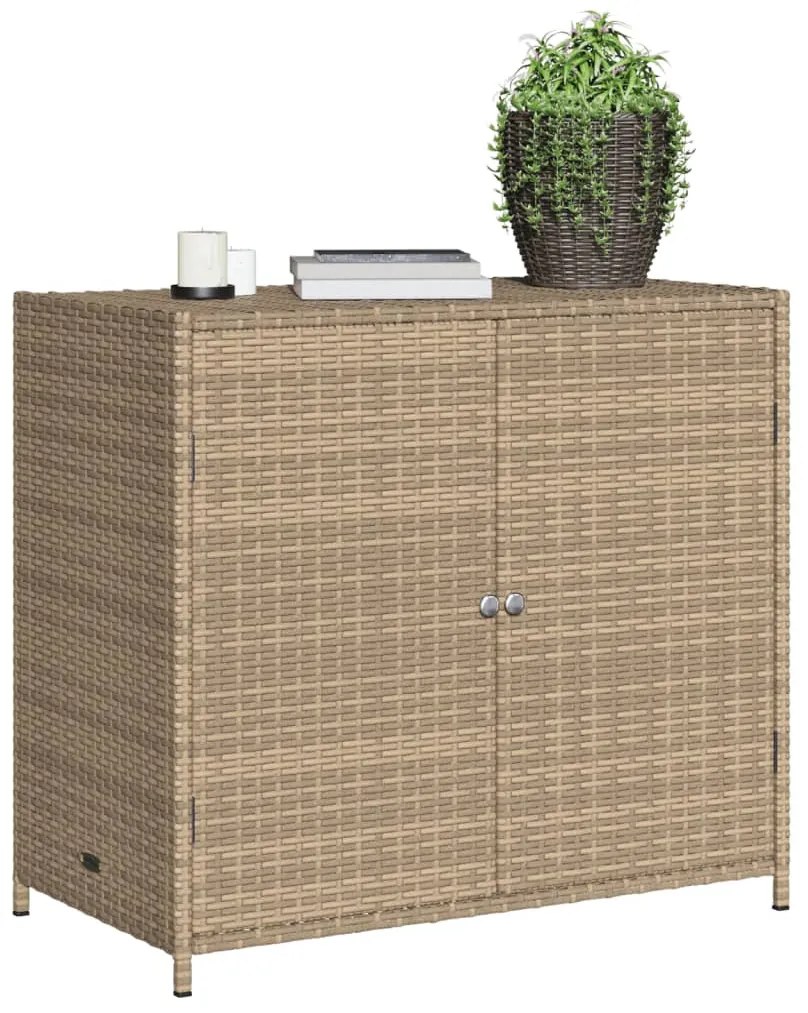 bézs polyrattan kerti tárolószekrény 83x45x76 cm