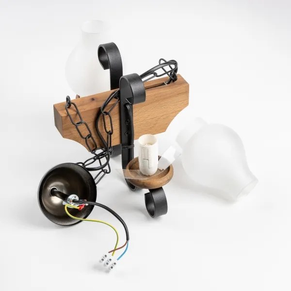 Brilagi - Csillár láncon QUEEN 2xE14/40W/230V bükkfa