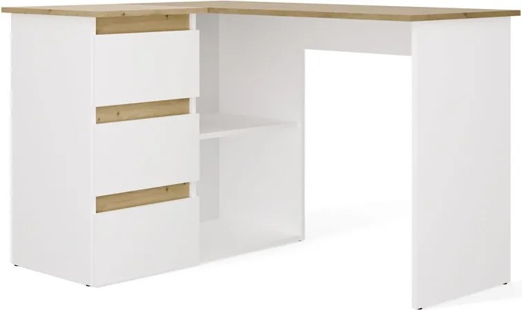Aldabra NICEA íróasztal 120x48.5x75 cm, balos, tölgy-fehér