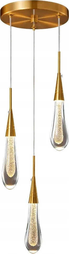 Mennyezeti Led Függő Lámpa Arany 3 pont Kristály Állítható Modern