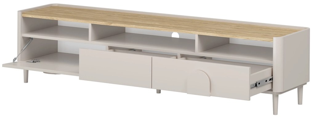 Amilio RTV szekrény 200 cm - kasmír / olajozott tölgy / kasmír fogantyú