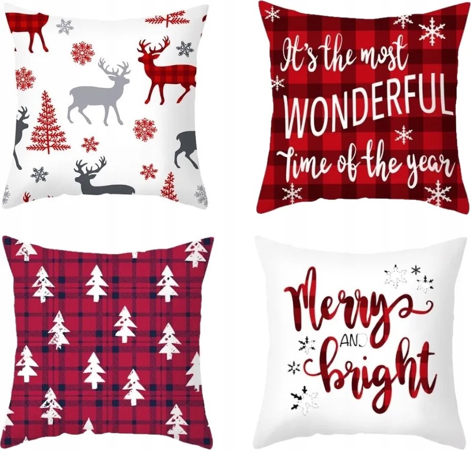 4x Karácsonyi Párnahuzat Szett Karácsonyi Párnahuzat 40X40