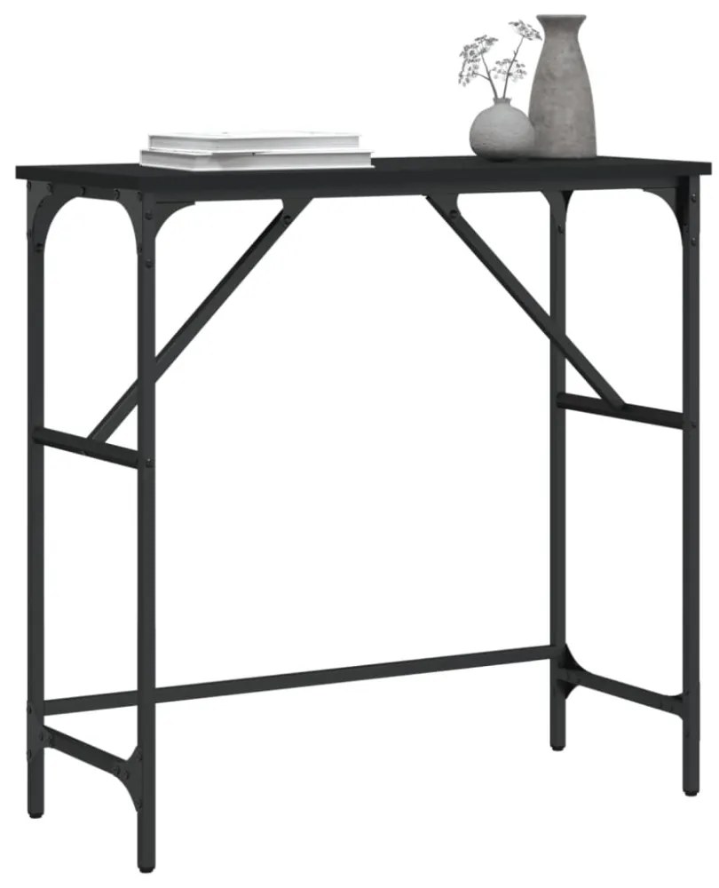 fekete szerelt fa tálalóasztal 75x32x75 cm