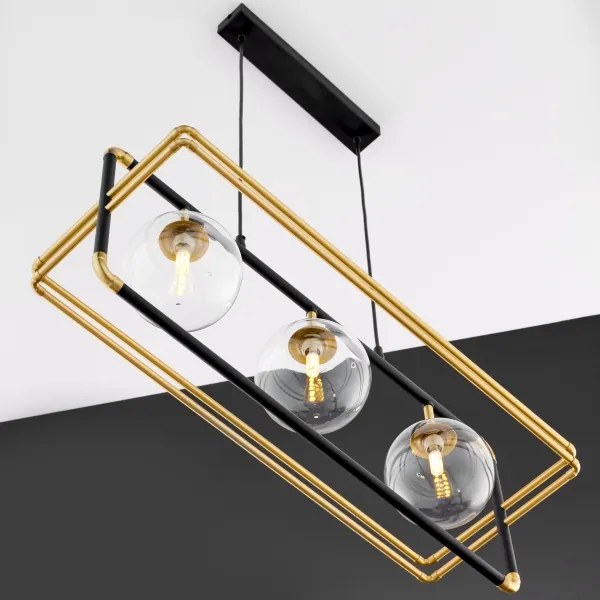 Jupiter 2030 - Csillár zsinóron FIORI 3xG9/10W/230V fekete/arany/átlátszó