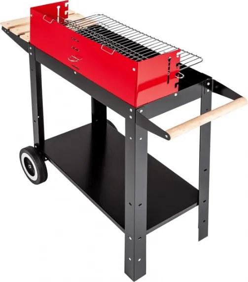 Kerti grill faszénnel BBQ 87x35 cm, fekete/piros