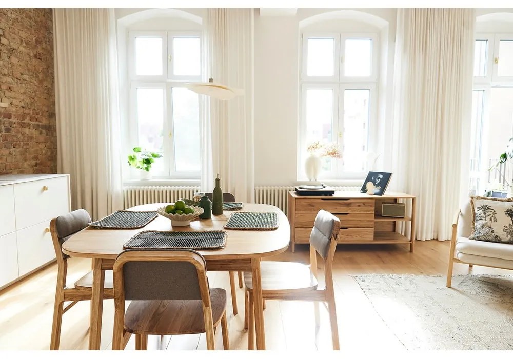 Natúr színű tölgyfa bővíthető étkezőasztal 100x120 cm Twig – The Beds