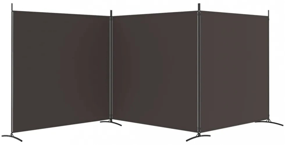 3 paneles barna szövet paraván 525x180 cm