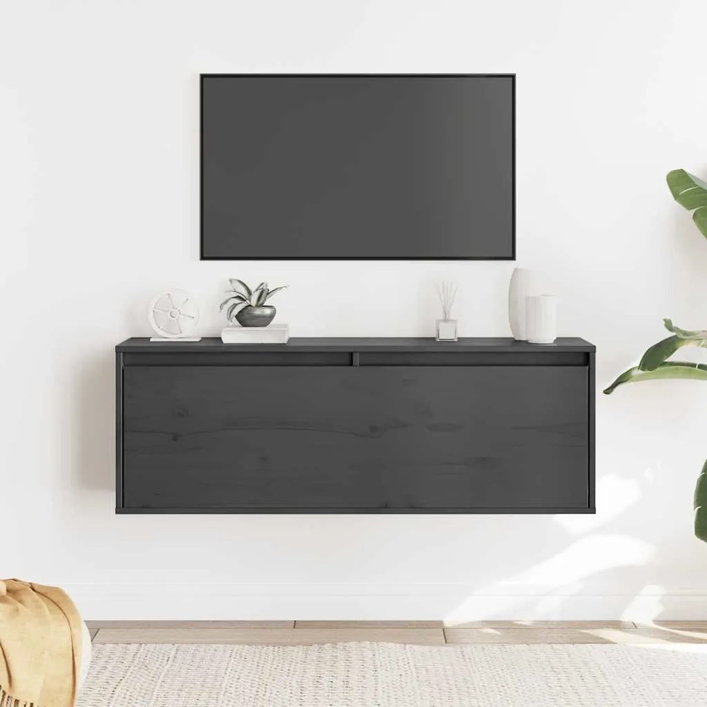 szürke tömör fenyőfa faliszekrény 100 x 30 x 35 cm