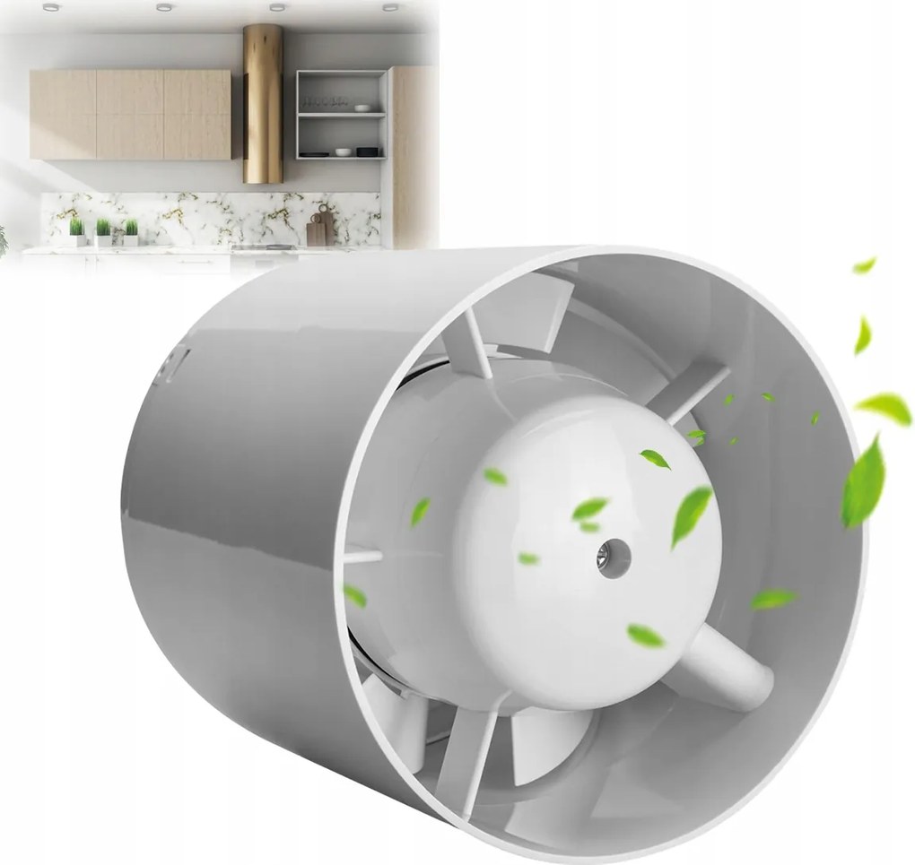 Fürdőszobai háztartási csatornaventilátor 100mm 130m3/h csendes