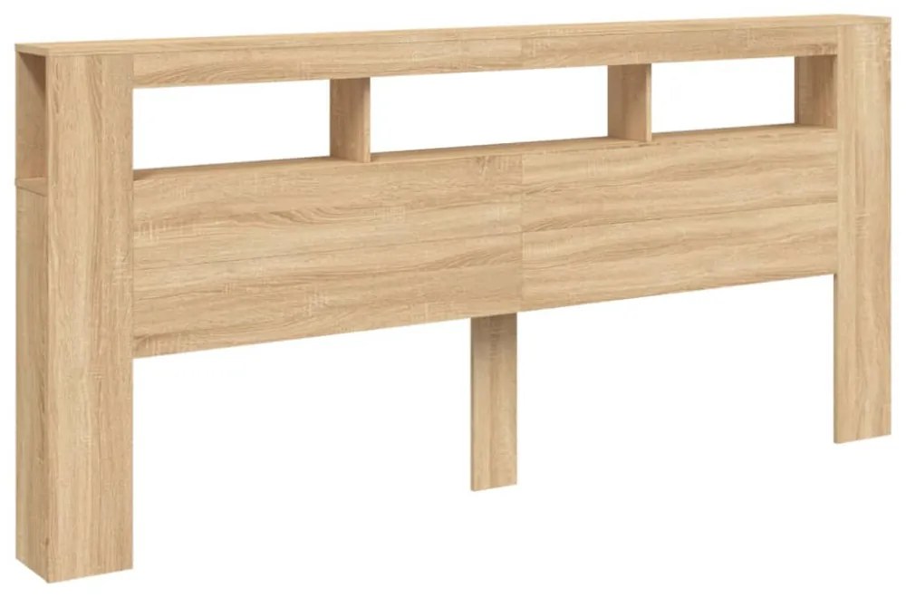 sonoma tölgy színű szerelt fa LED-es fejtámla 220x18,5x103,5 cm