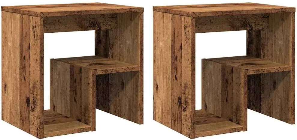 vidaXL 2 db antik fa színű szerelt fa éjjeliszekrény 40 x 30 x 40 cm
