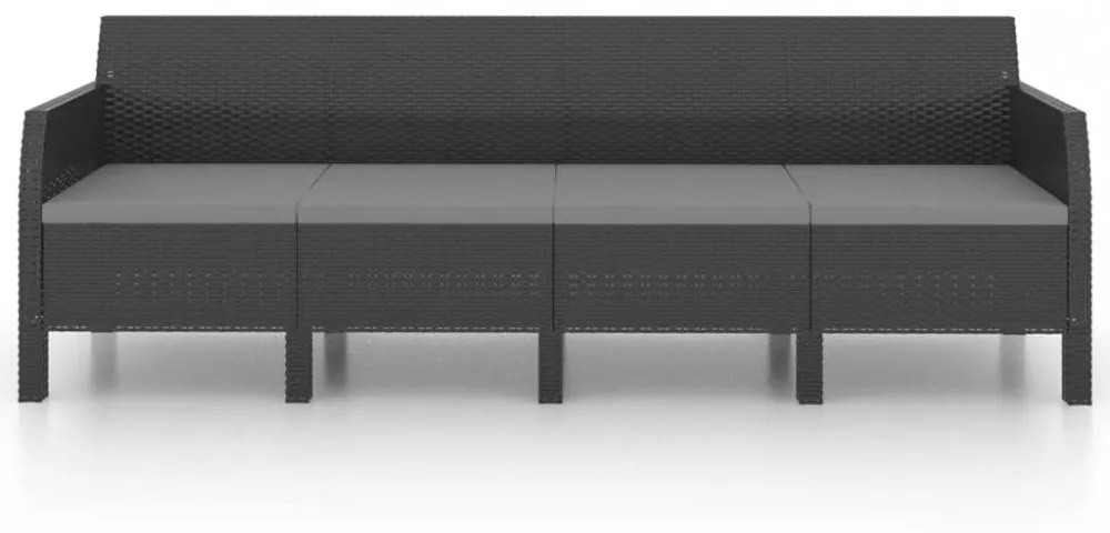 vidaXL 2 részes antracit PP rattan kerti bútorgarnitúra párnákkal