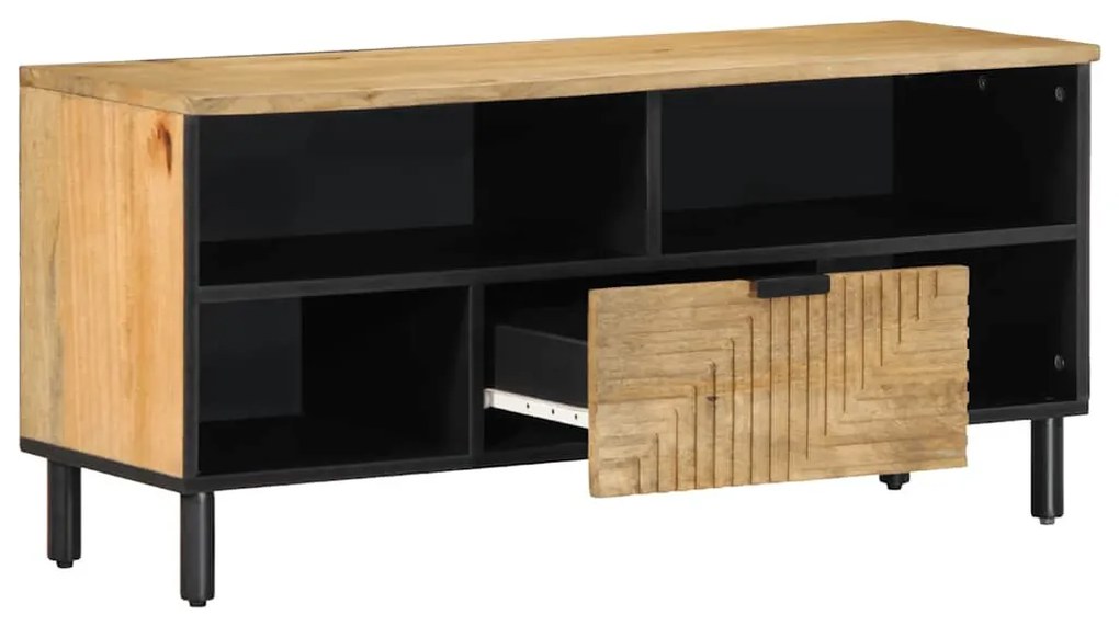 barna tömör mangófa TV-szekrény 100 x 33 x 46 cm