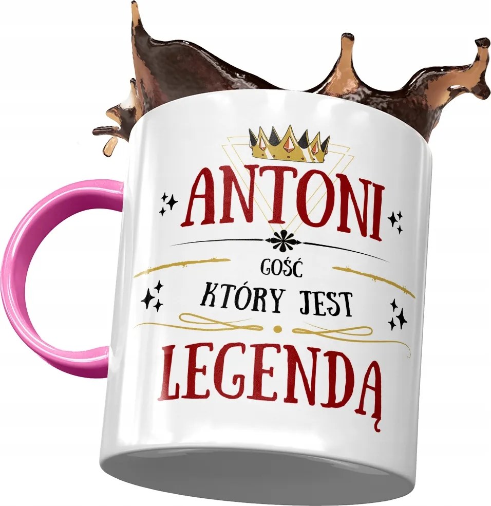 Rózsaszín bögre Antal kollégának Ajándék fényképes nyomtatással