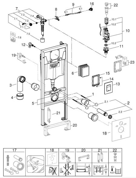 GROHE 38772001 - RAPID SL előfalas beépítőelem 1,13 m