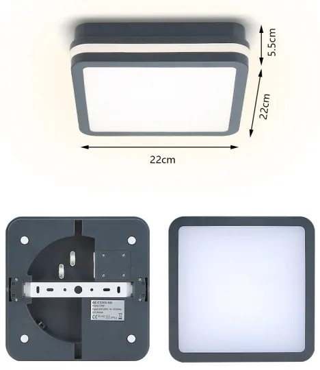 Brilagi - BENE LED kültéri lámpa érzékelővel, 18W/230V, 22x22 cm, IP54