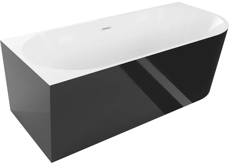 Mexen Mia, szabadon álló sarokkád, láva, 180 x 80 cm, fehér-fekete, fehér túlfolyó, 52691808075L-20